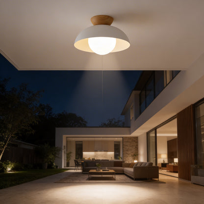 AURO Kupoli | Iron Dome & Wood Ceiling Light