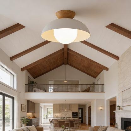 AURO Kupoli | Iron Dome & Wood Ceiling Light