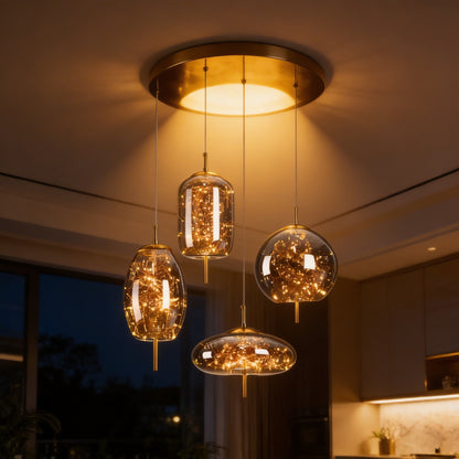 AURO Gullkule | Amber Glass Ball Pendant Light