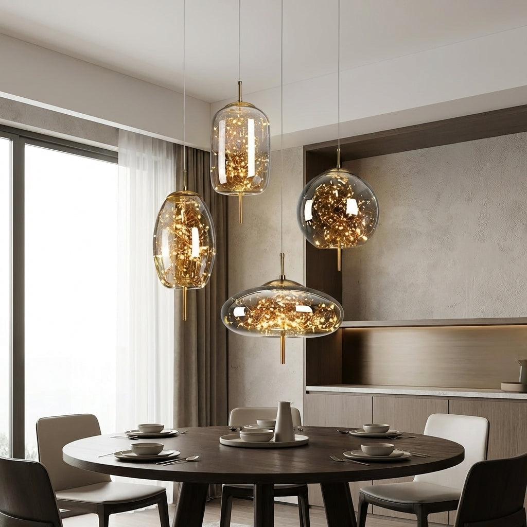 AURO Gullkule | Amber Glass Ball Pendant Light