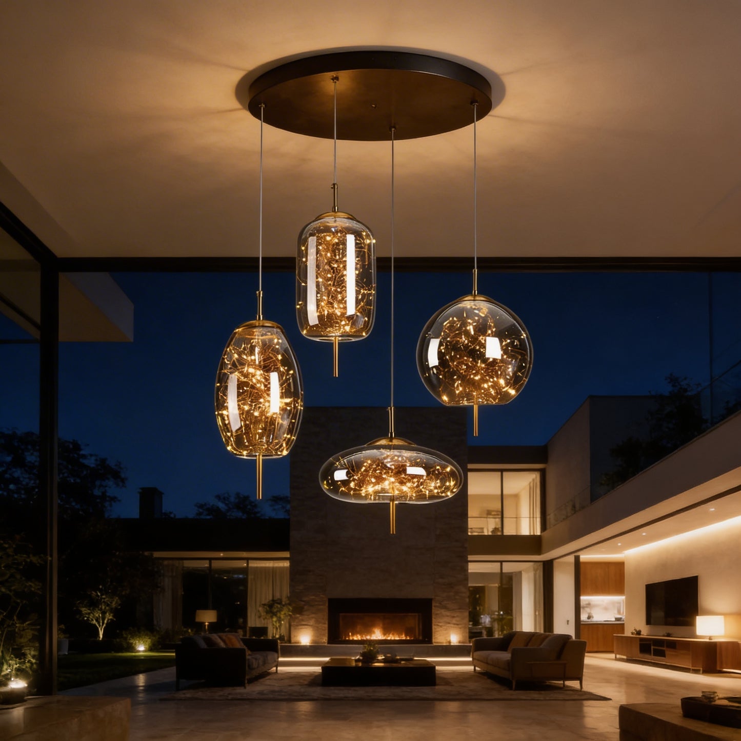 AURO Gullkule | Amber Glass Ball Pendant Light