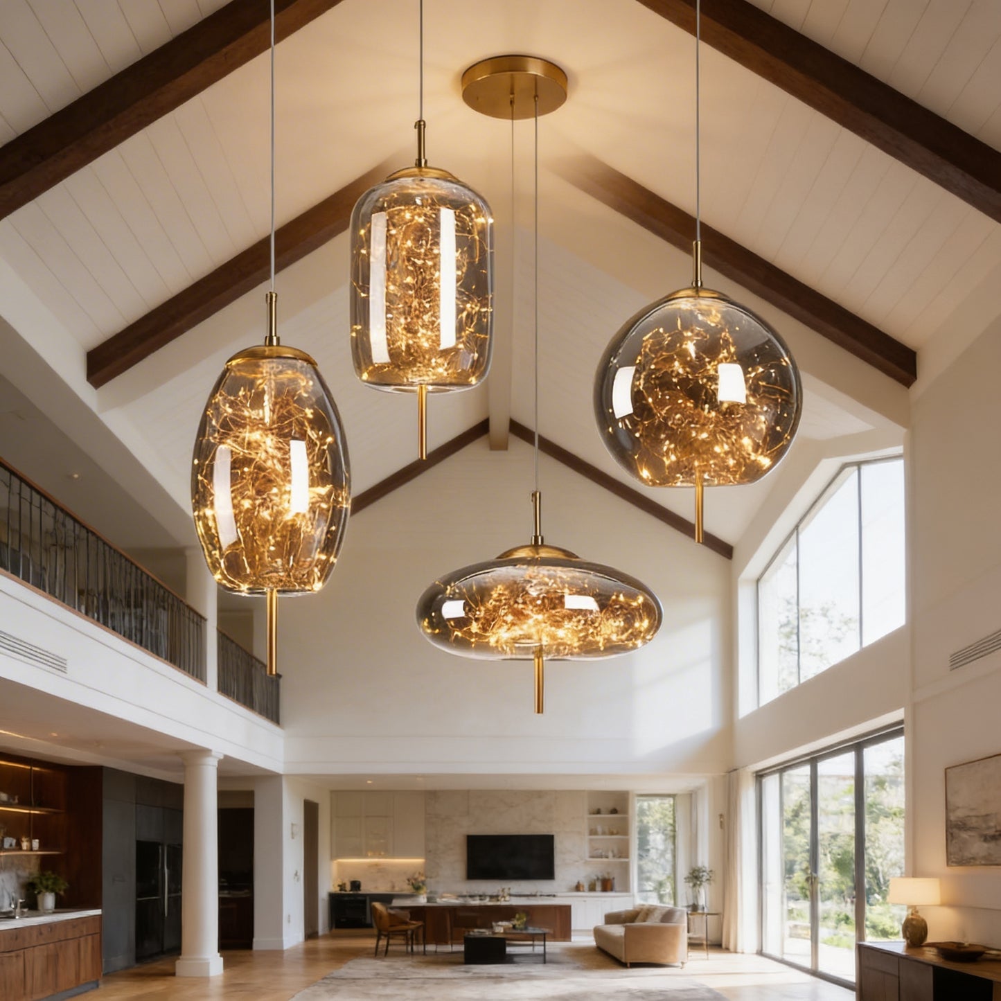 AURO Gullkule | Amber Glass Ball Pendant Light