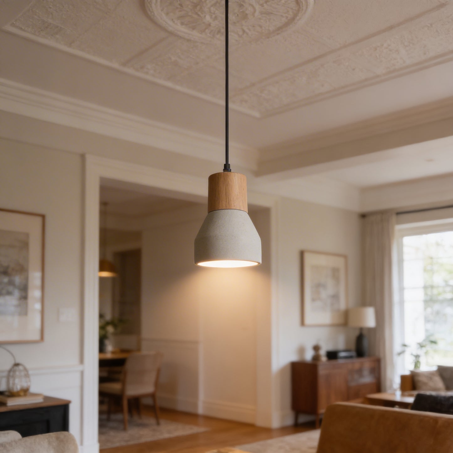 AURO Betoni | Concrete & Wood Pendant Light