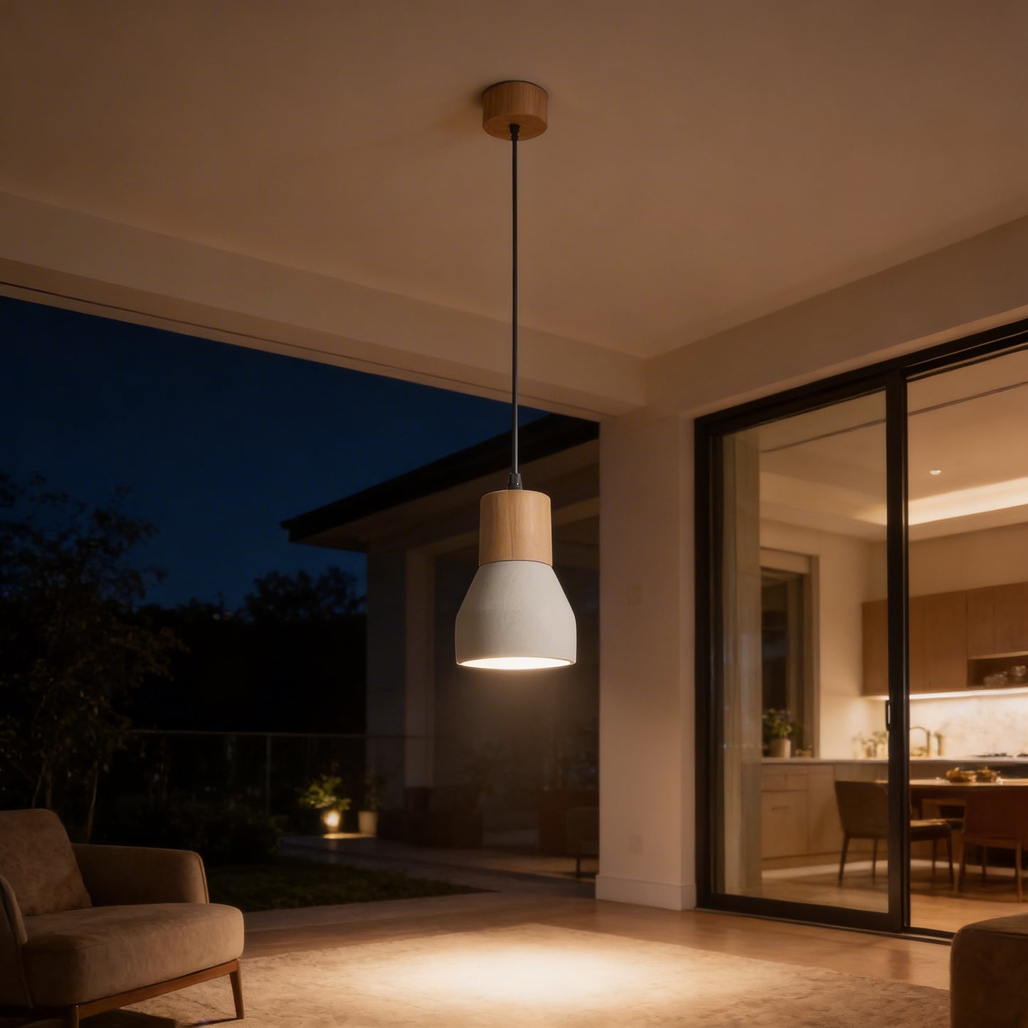 AURO Betoni | Concrete & Wood Pendant Light