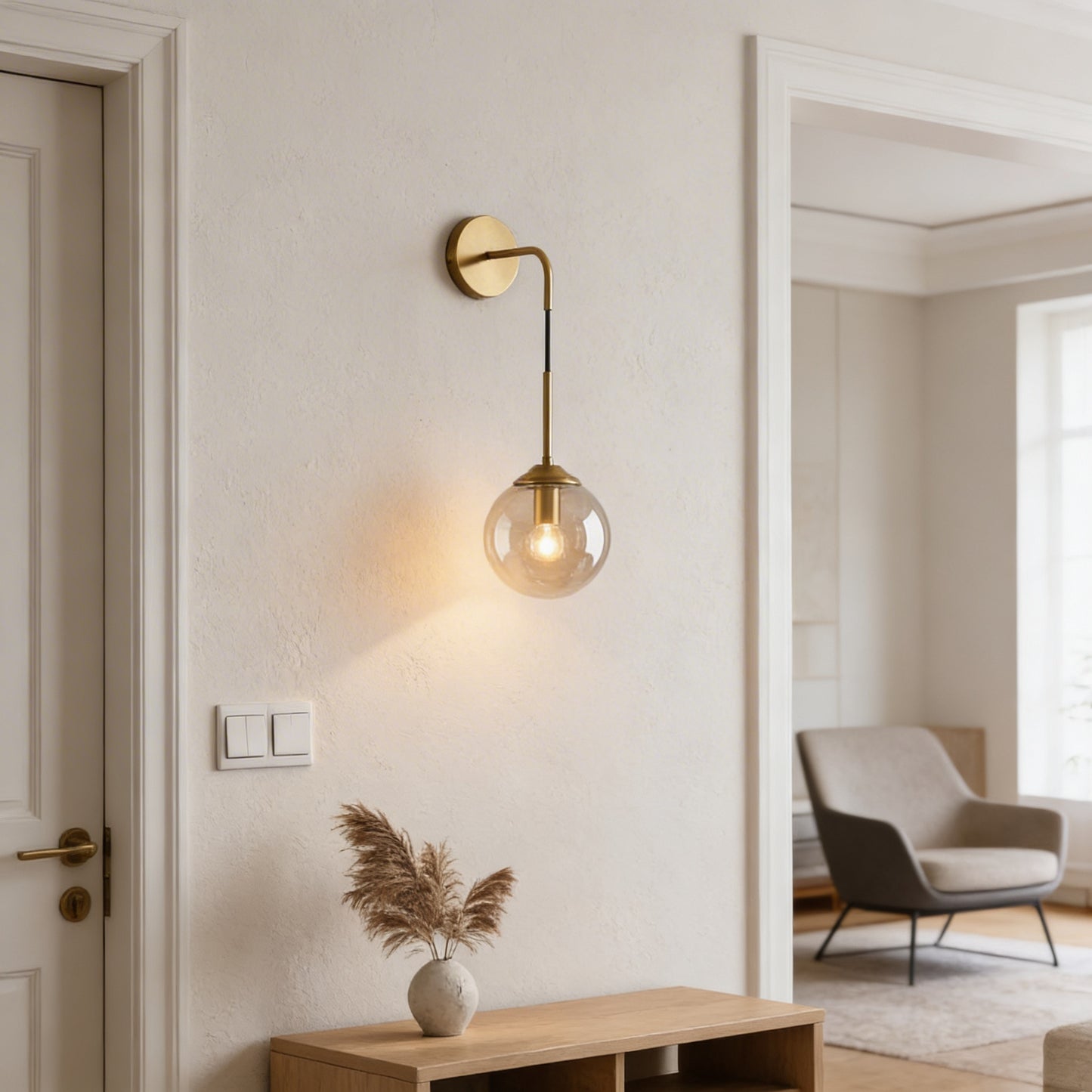 AURO Lykt | Polished Copper LED Bar Wall Lamp