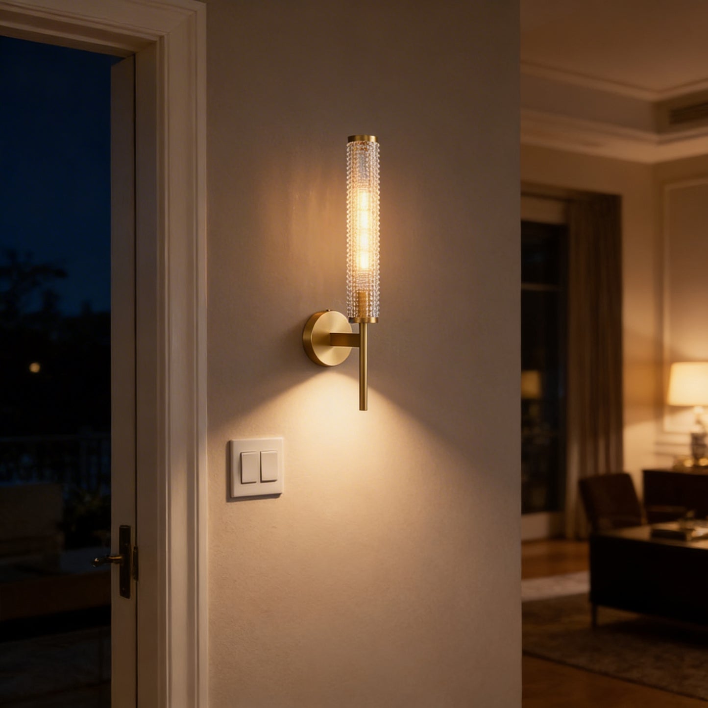 AURO Rör | Brass & Glass Tube Wall Sconce