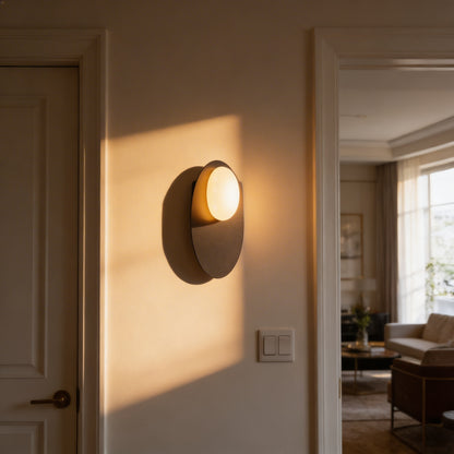 AURO Skive | Sculptural Gold Disc Wall Sconce