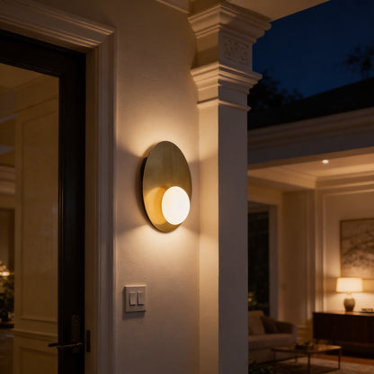 AURO Skive | Sculptural Gold Disc Wall Sconce