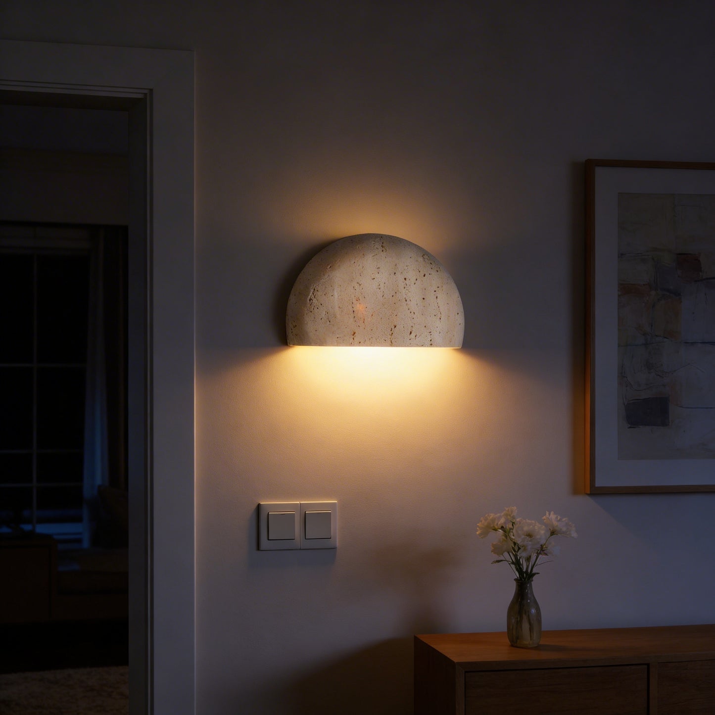 AURO Havn | Natural Travertine Cave Stone Wall Sconce