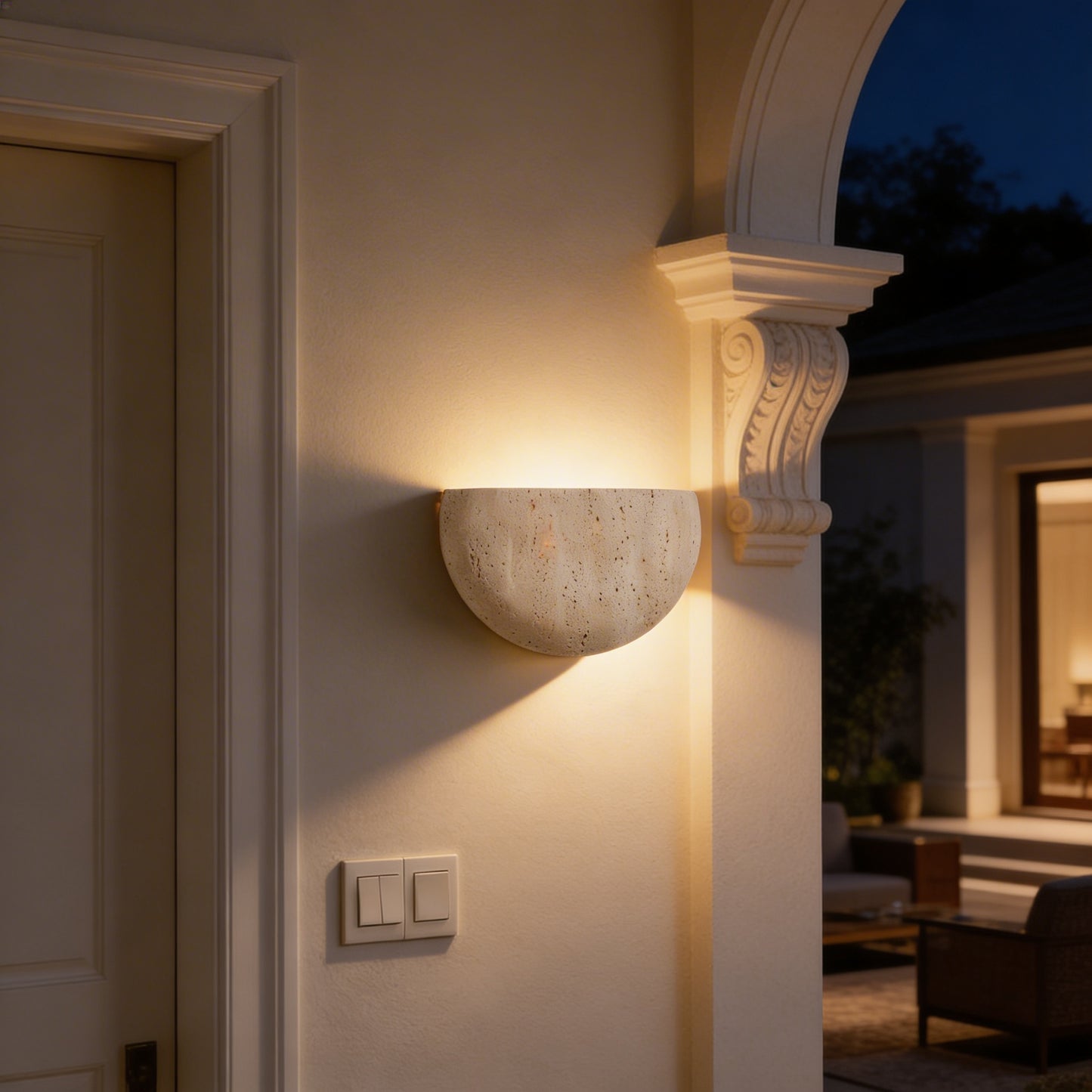 AURO Havn | Natural Travertine Cave Stone Wall Sconce