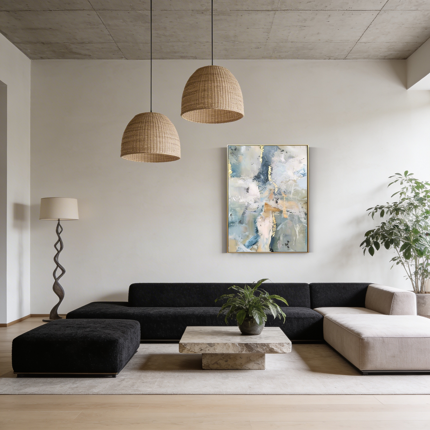 AURO Blad | Abstract Gold Leaf Hand-Painted Canvas Art