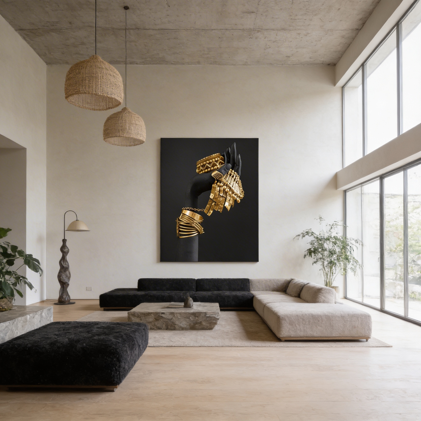 AURO Eryndor | GoldenTouch Black Hands Canvas Wall Art