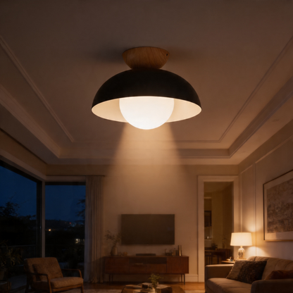AURO Kupoli | Iron Dome & Wood Ceiling Light